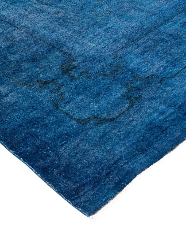 Fine Vibrance, One-of-a-Kind Hand-Knotted Area Rug Blue, 9'1"x12'3"