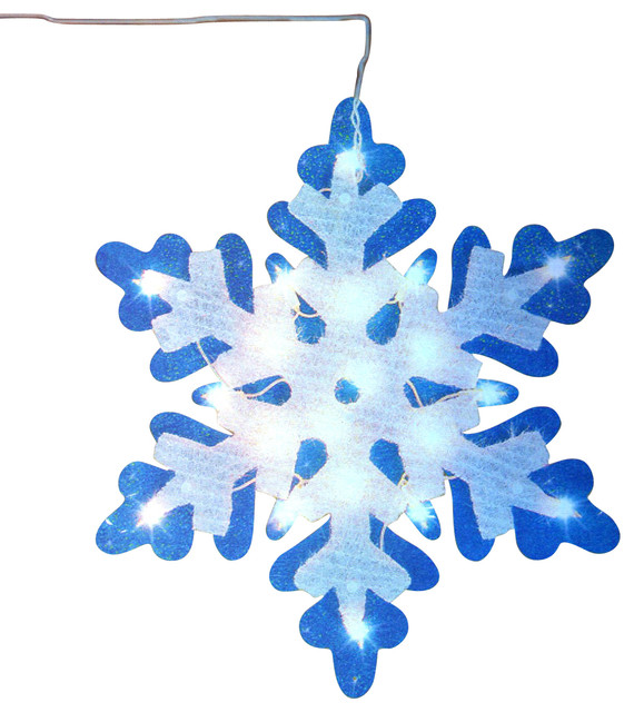Lighted Tinsel Snowflake Christmas Window Silhouette 