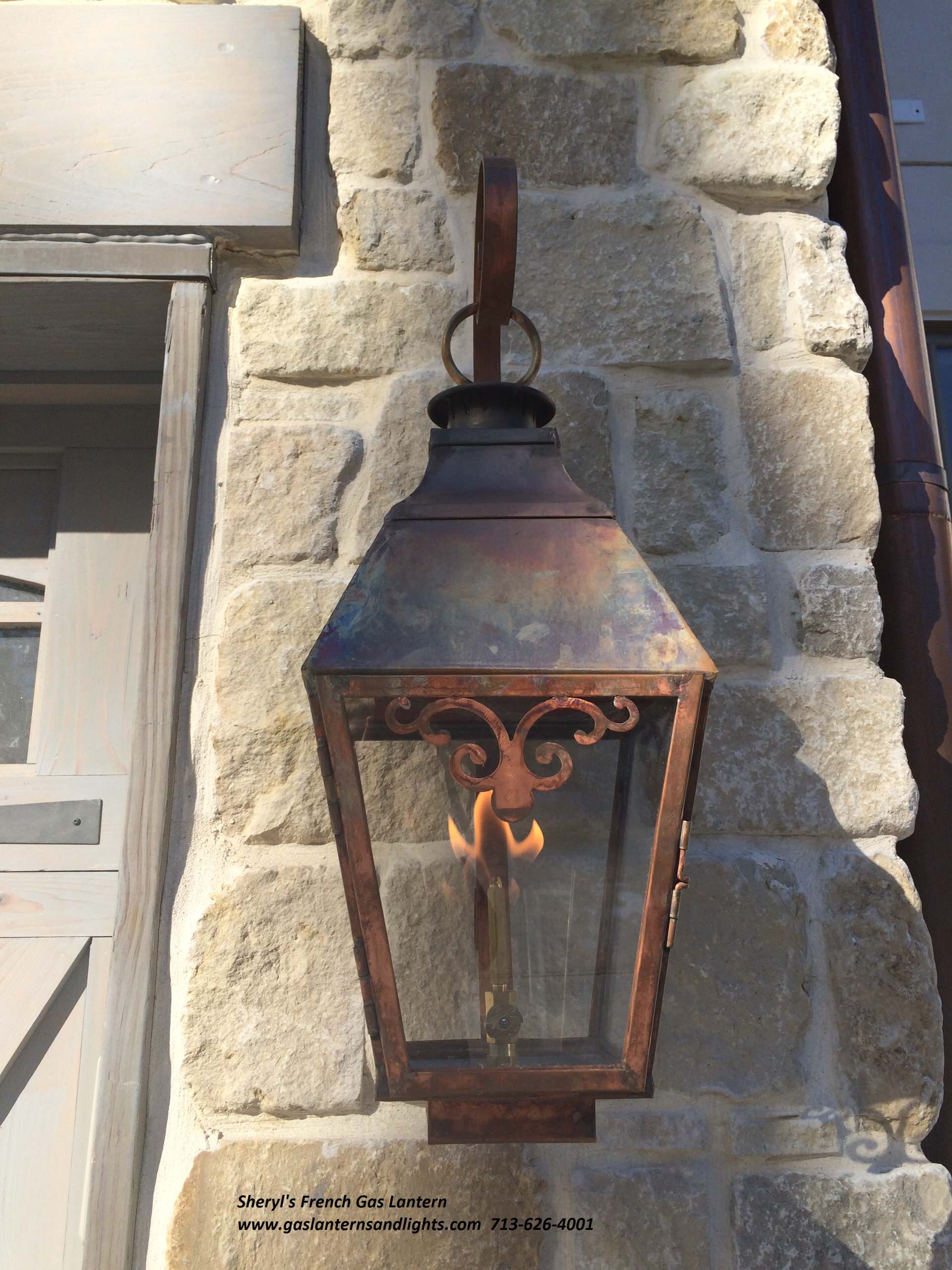 Sheryl's French Style Lantern with Solid Top and Window Scrolls