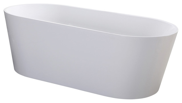 HelixBath Agora Freestanding Soaking Bathtub, White, Acrylic, 67"