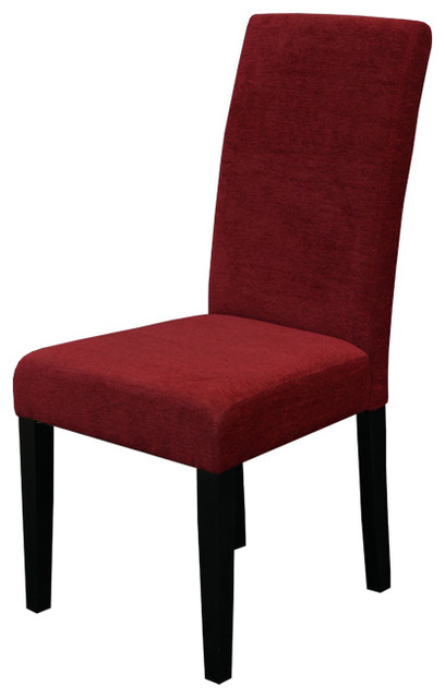 Aprilia Dark Red Upholstered Dining Chairs, Set of 2, Dark Red