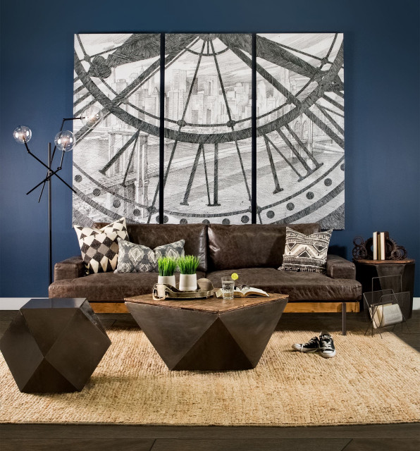 Picture of Esagono Black Metal & Reclaimed Wood Octagonal Side Table w/Hidden ...