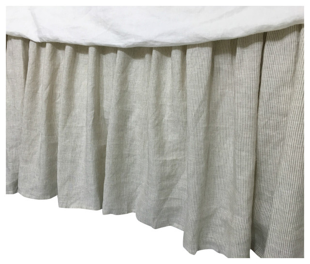 Linen Ticking Striped Bedskirt Striped Dust Ruffle Contemporary Bedskirts By Superiorlinenshandmade