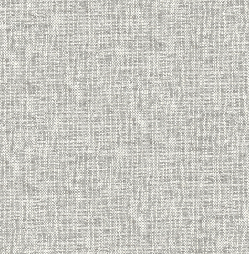 NU2873 Poplin Texture Peel & Stick Wallpaper in Grey Off White, 20.500