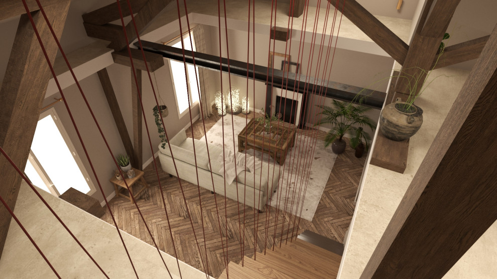 Projet - Séjour vu depuis la mezzanine - Modélisation 3D