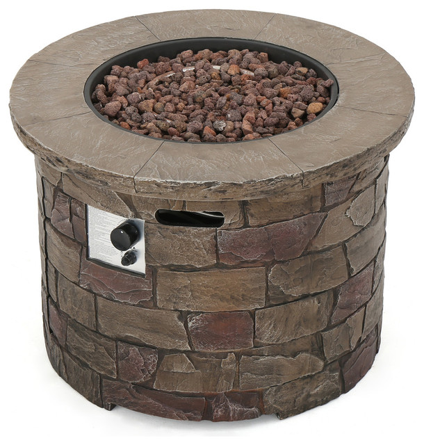 Gdf Studio Stonecrest Outdoor Circular Fire Table Rustic Fire