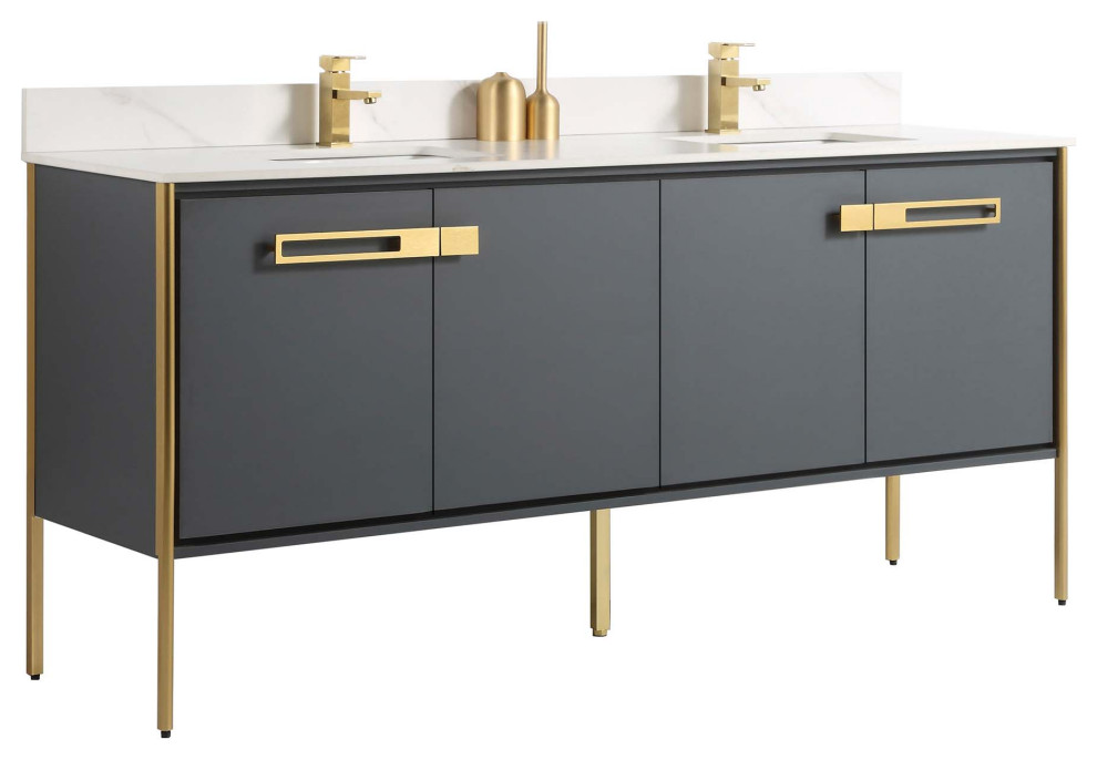 Oakville Bath Vanity, Ceramic Sink, 72 Inch Contemporary Bathroom Vanities And Sink Consoles
