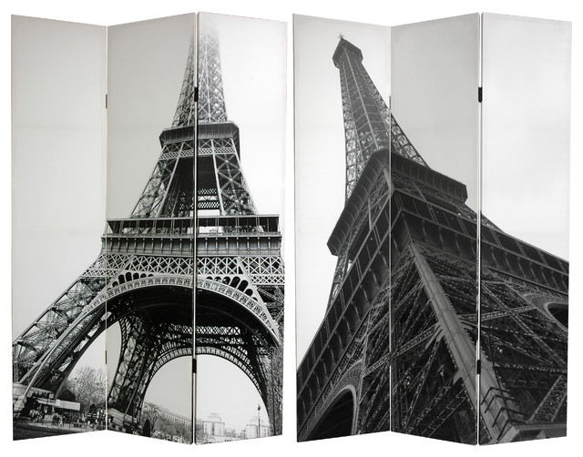 6' Tall Double Sided Eiffel Tower Canvas Room Divider