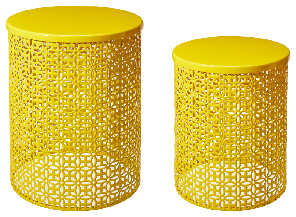 MultiFunctional Metal Garden Stool, 2Piece Set Contemporary Accent And Garden Stools by
