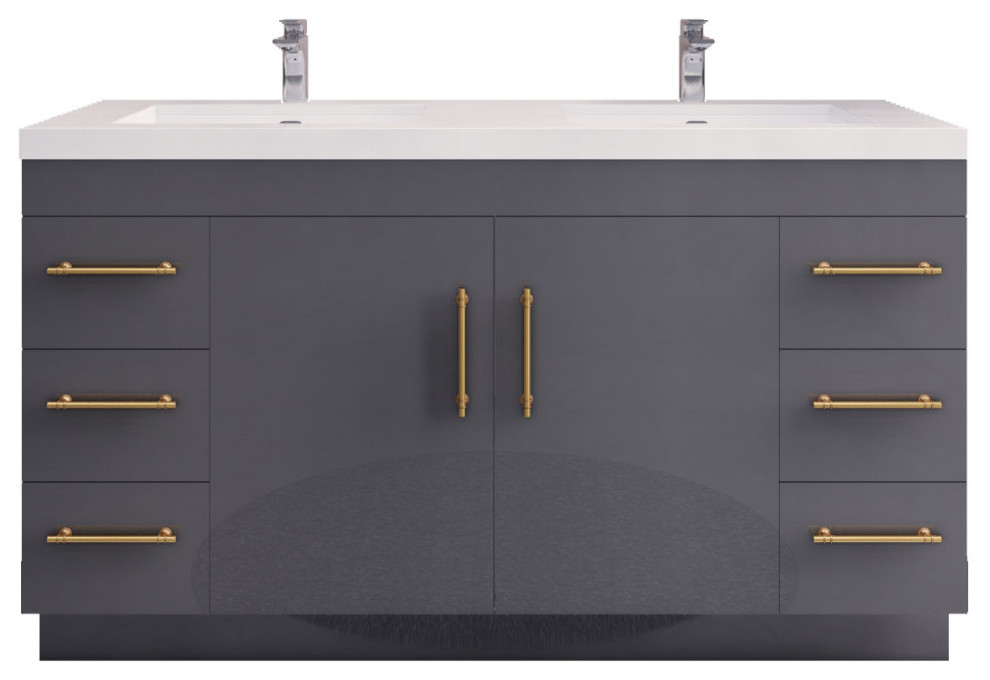 Rosa 60" Double Sink Freestanding Vanity with Reinforced Acrylic Sinks