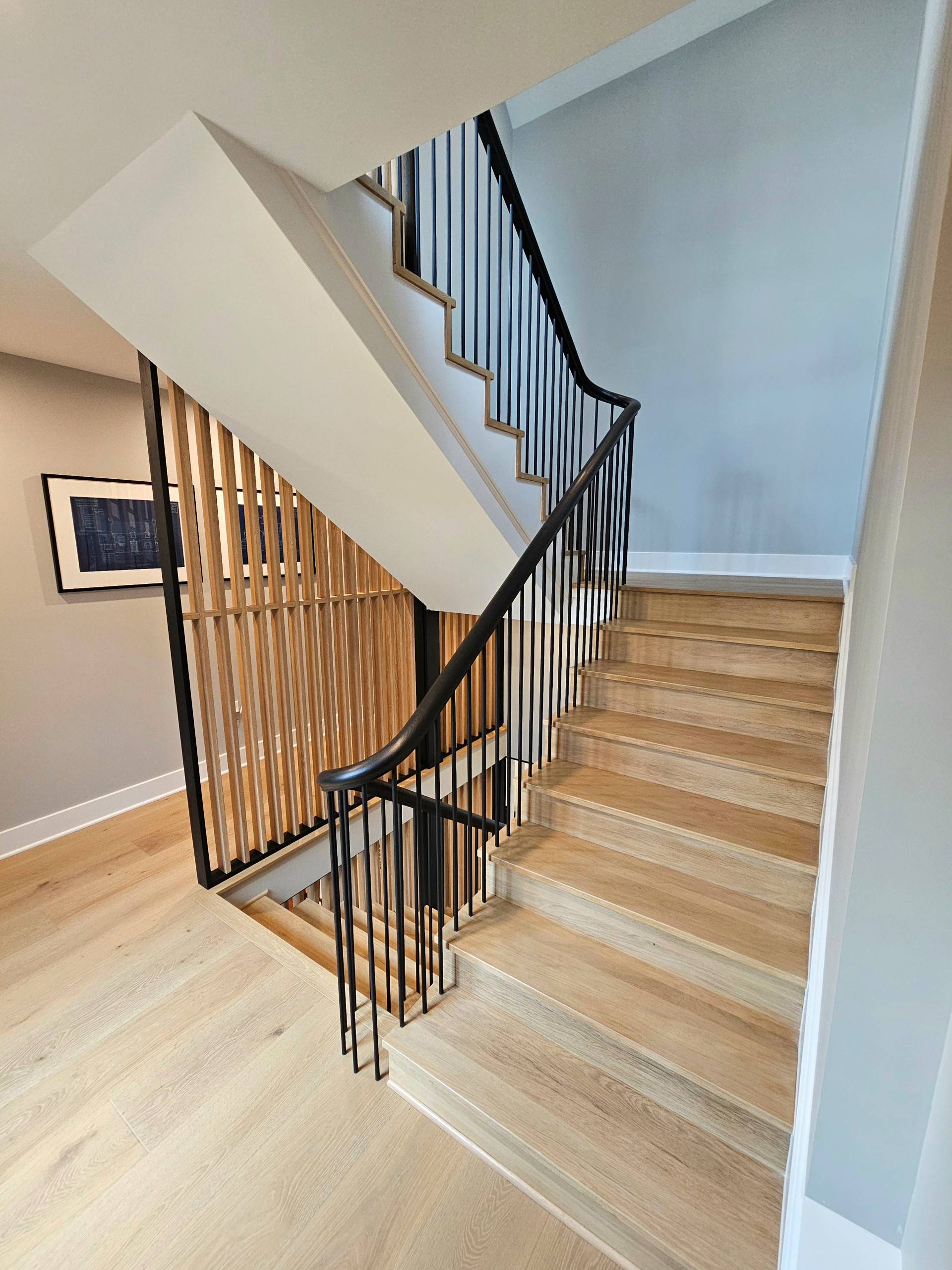 115_Stunning Continuous Rail System on 3 Story Floating Stairs; Arlington, VA 22