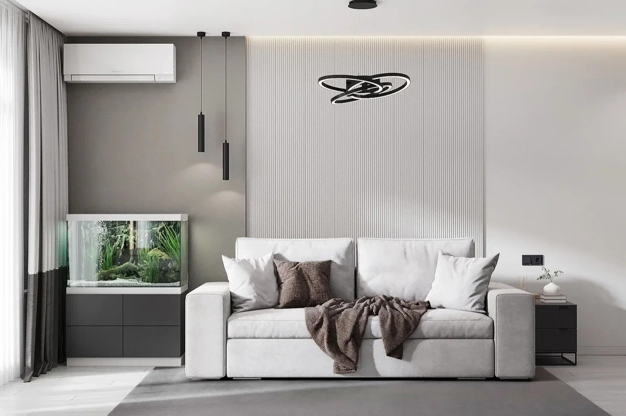 Кварртира в современном стиле с дестскоц в серых тонах