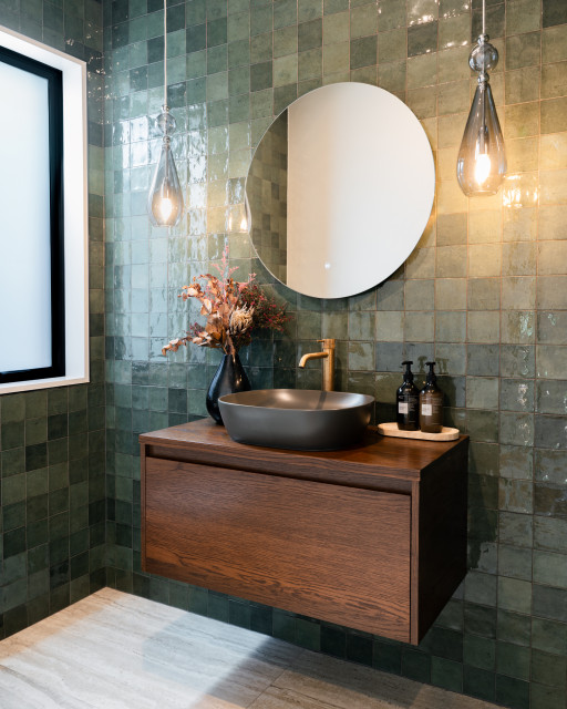 Contemporary Powder Room trendy-lille-badevaerelse