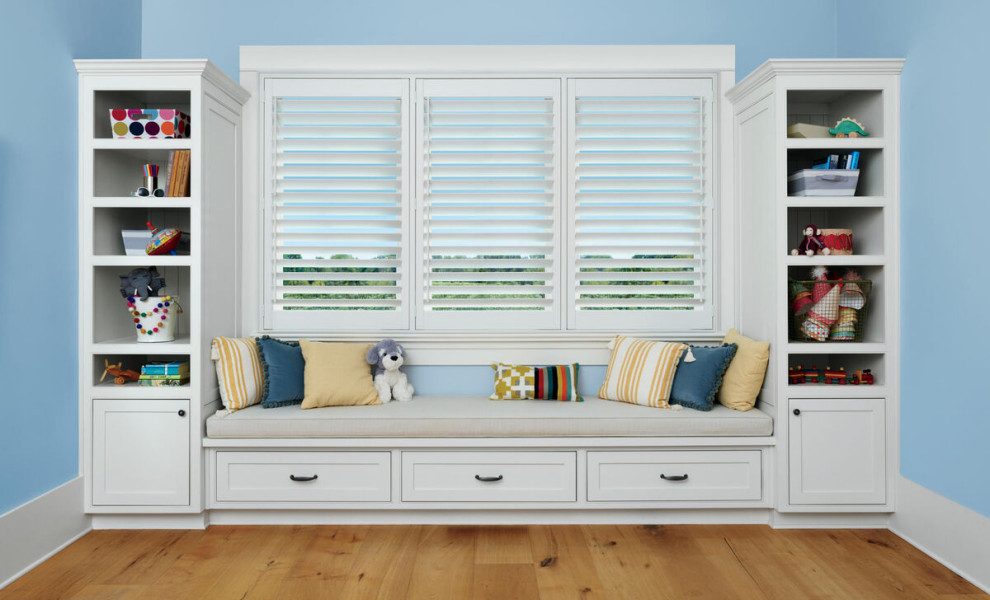 Nurseries/Children's Room - PALM BEACH™ POLYSATIN™ SHUTTERS
Fabric/Material: Polysatin™
Color: White