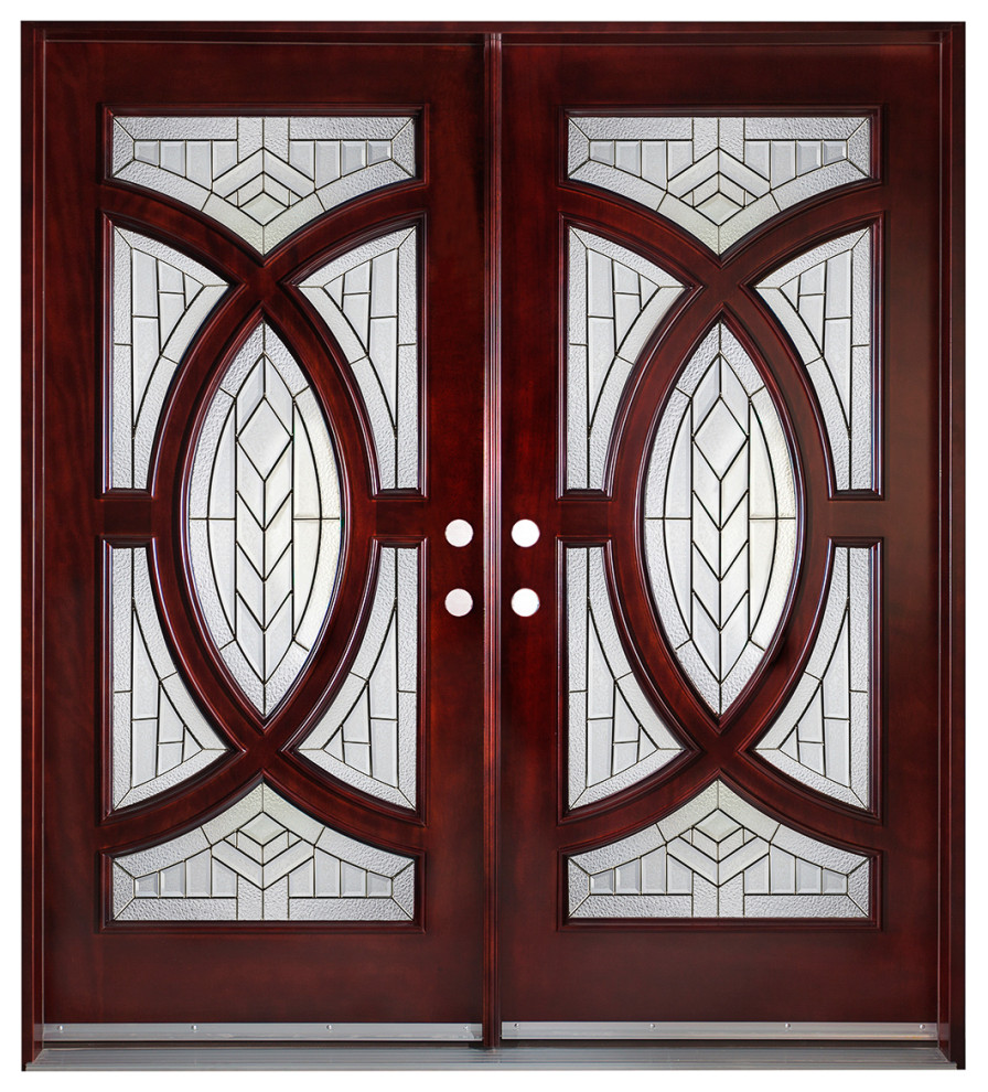 Exterior Front Entry Double Wood Door 705B 30"x80"x2, Right Hand Swing In