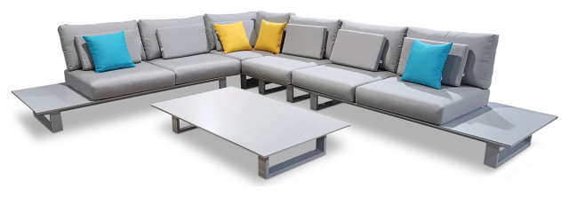 5 Piece Cannes Sofa Sectional Set Powder Coated Aluminum Patio Furniture Contemporary Outdoor Lounge Sets By Mangohome - Powder Coated Outdoor Patio Furniture 5 Piece Cannes Sofa Sectional Set Powder Coated Aluminum Patio Furniture Contemporary Outdoor Lounge Sets By Mangohome - Powder Coated Outdoor Patio Furniture
