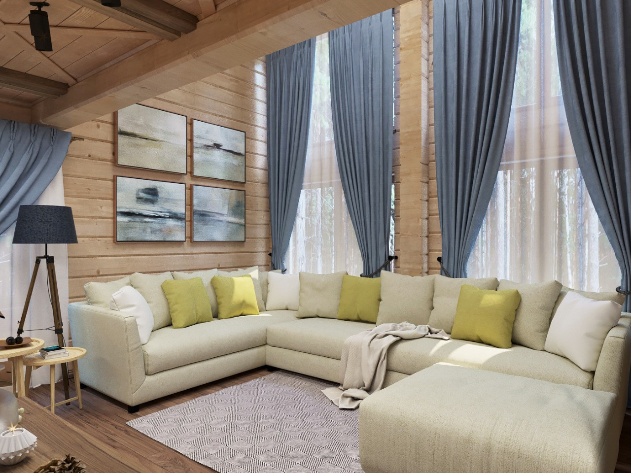 гостиная в деревянном доме
