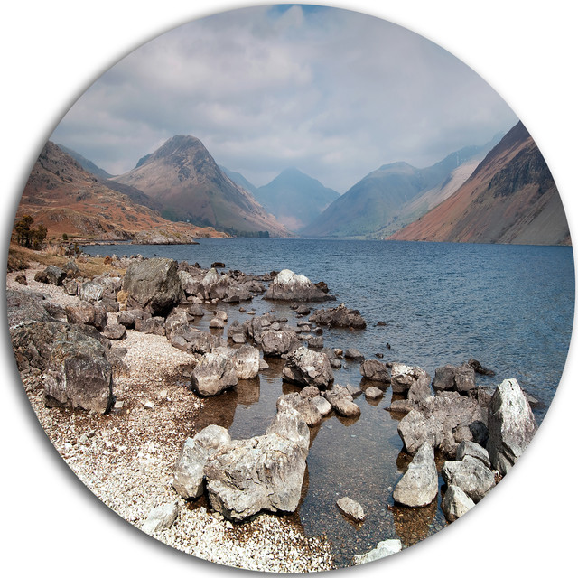 Rocky Wast Water In Lake District, Landscape Round Wall Art, Disc of 11 inch Contemporary