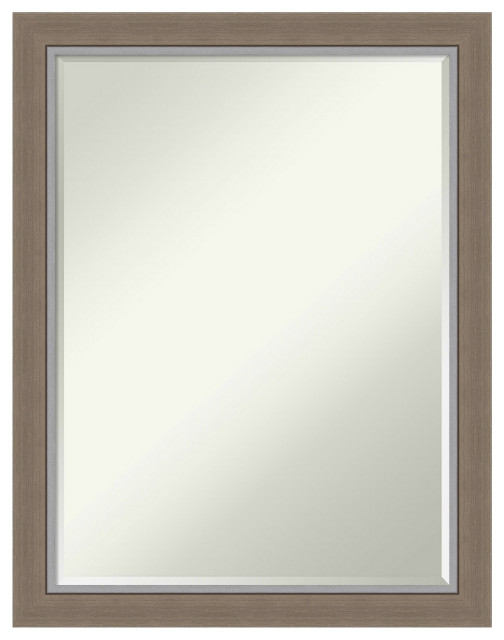 Eva Brown Narrow Petite Bevel Bathroom Wall Mirror 21.25 x 27.25 in ...
