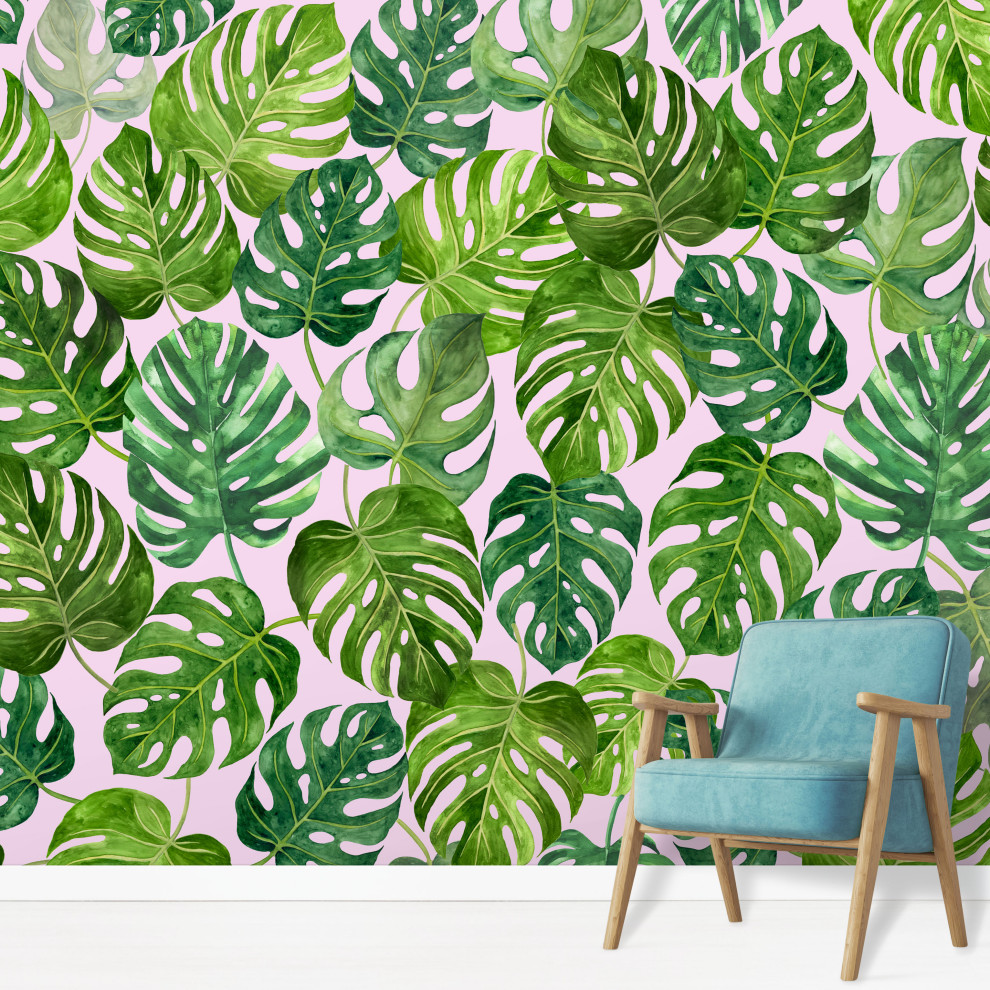 Inspiration for a living room in Other with wallpaper.