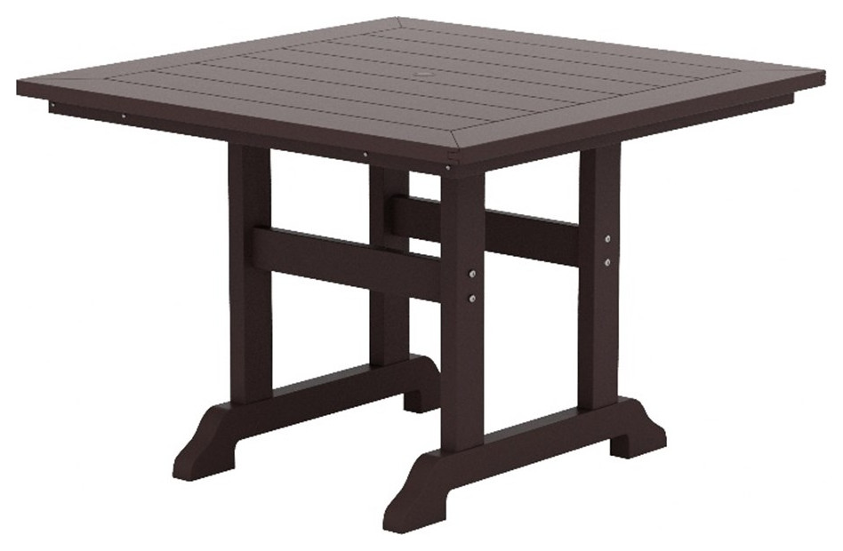 Paradise 43" Square HDPE Plastic Dining Table Transitional Outdoor
