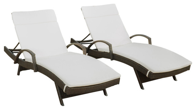 Gdf Studio Olivia Outdoor Chaise Lounge Chair With Off White Cushion Gdf Studio Olivia Outdoor Chaise Lounge Chair With Off White Cushion Set Of 2 Tropical Lounges By Gdfstudio