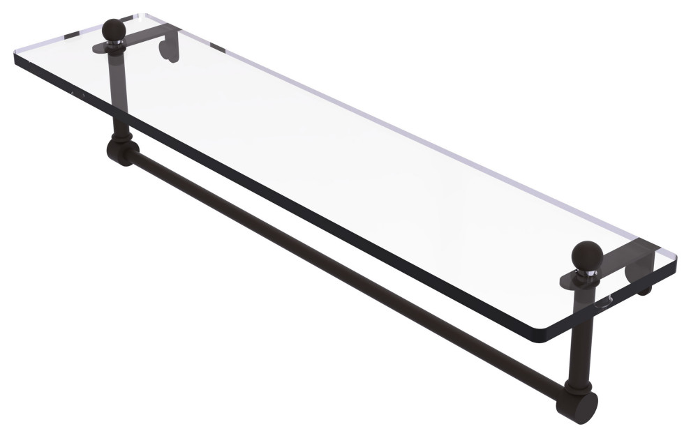 16" Glass Vanity Shelf With Integrated Towel Bar Contemporary Bathroom Shelves by Kolibri