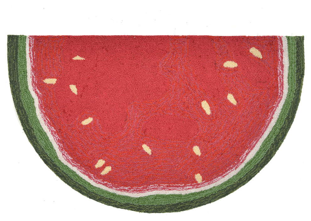Liora Manne Frontporch Watermelon Slice Indoor/Outdoor Rug, Red, 20"x30.5" Round