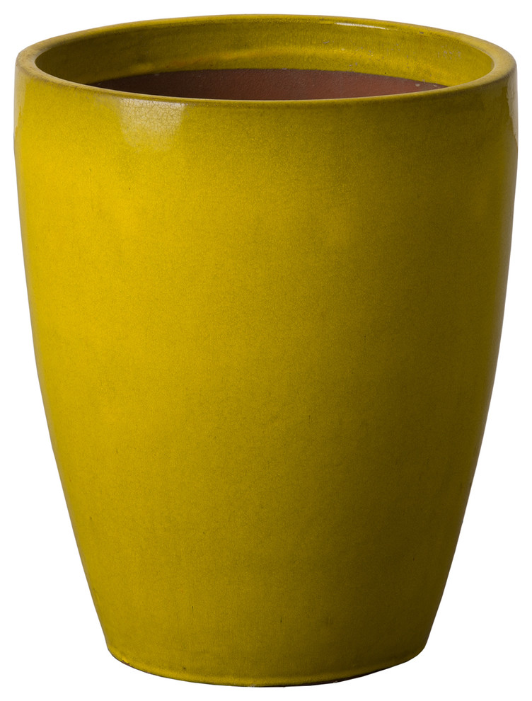 Bullet Planter, Mustard Yellow Contemporary Outdoor Pots And
