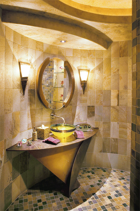 This is an example of a contemporary powder room in Phoenix.