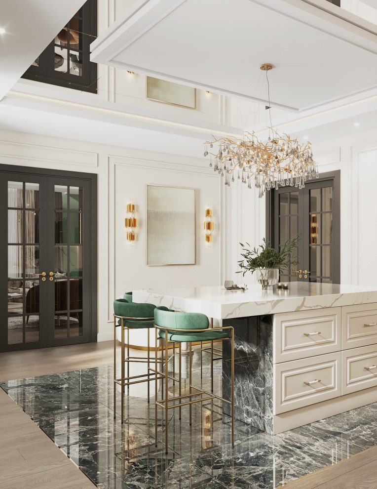 Кухня и отдельная столовая в коттедже