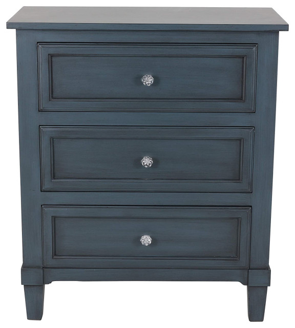 Unique Nightstand, Drawers With Raised Details & Faux Crystal Knob