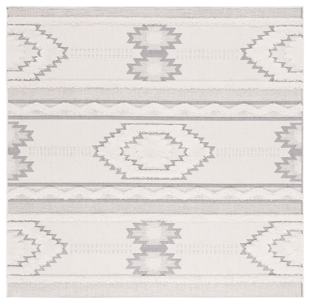 Safavieh Cottage Collection COT206A Rug, Ivory/Light Grey, 6'7" X 6'7" Square