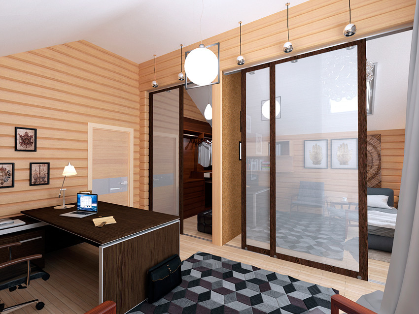 Необычное сочетание Хай-Тека и дерева в двухэтажном деревянном коттедже