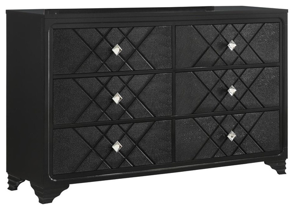 Coaster Penelope 6-drawer Contemporary Wood Dresser in Black Finish