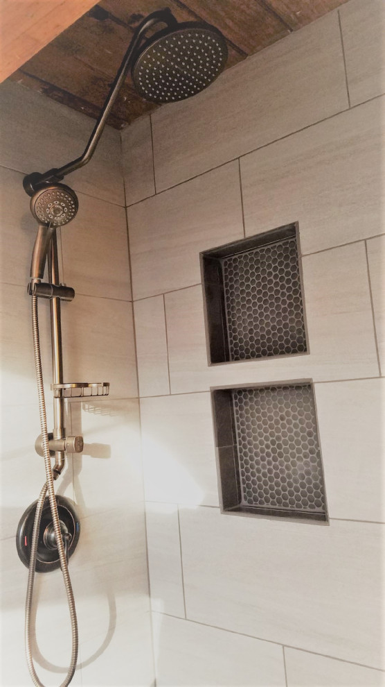 Niche and shower head with hand held shower