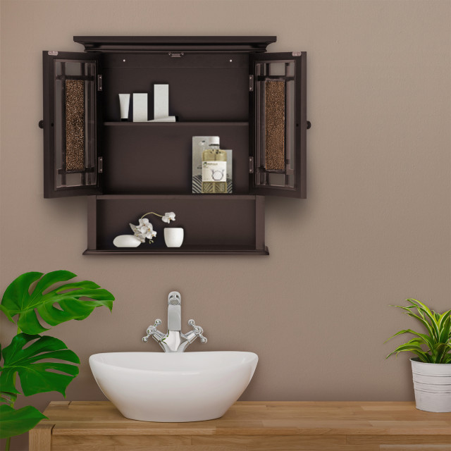 Wooden Bathroom Wall Storage Cabinet, Brown - Transitional - Wall ...