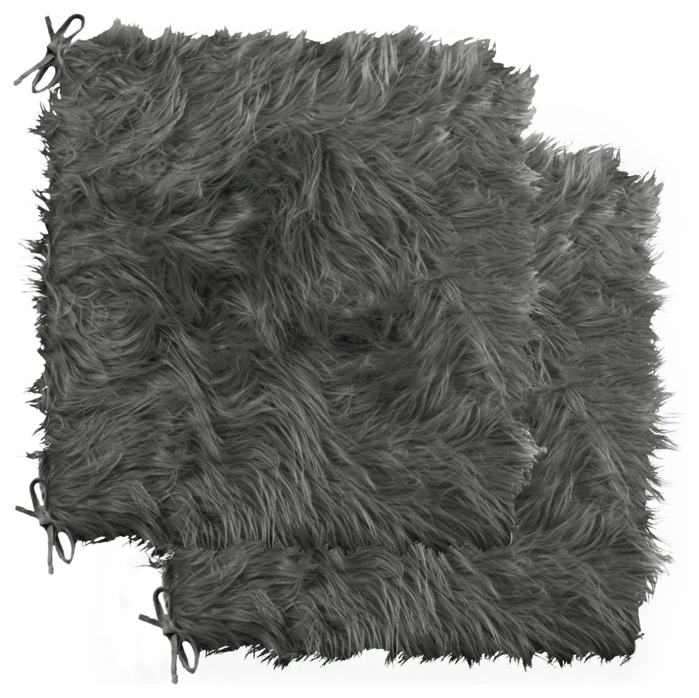 Faux Wool Furry Pad Round Long Fur Cushion Chair Seat Mat Winter Warm Soft