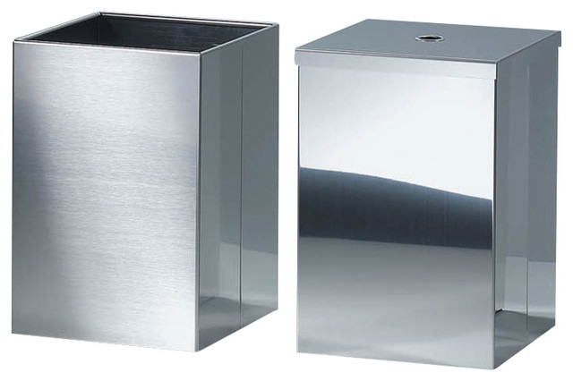 Harmony 209 Waste Basket with Cover in Polished Stainless Steel