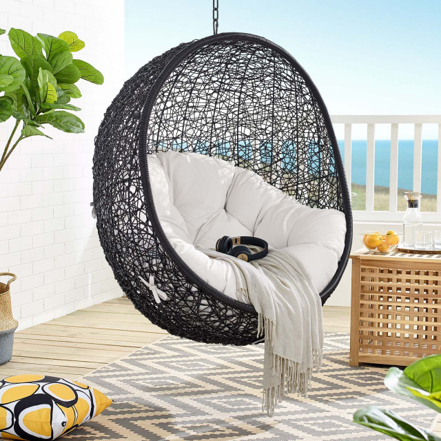 Swing Lounge Chair, Sunbrella, Black Beige, Modern, Outdoor Patio ...