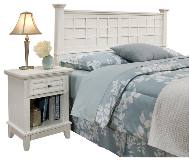 Home Styles Arts and Crafts Headboard and Night Stand in White Finish
