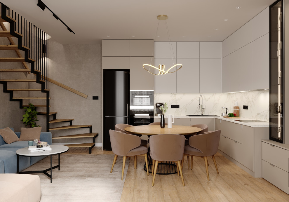 Дизайн кухни-гостиной в таунхаусе в Новосибирске