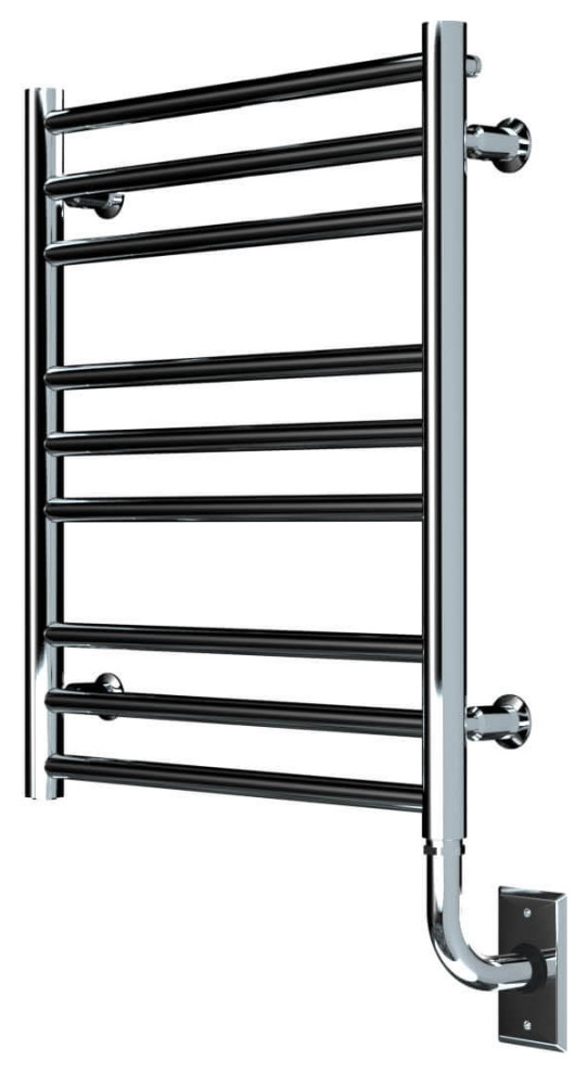 ICO Bath Sorano Hardwired Electric Towel Warmer Round Bar, 19.5 Inch x 23 Inch Contemporary
