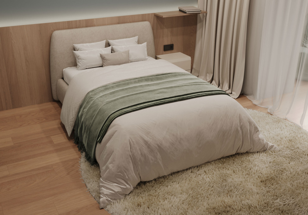 Современный интерьер с яркими акцентами и геометрическими формами