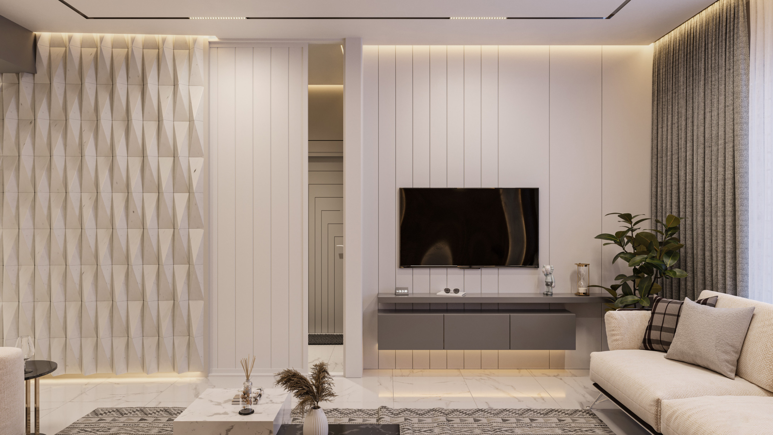 Sleek Contemporary Home Cinema with Luxe Accents in Banstead