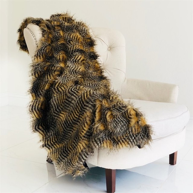 Plutus Porcupine Mocha Faux Fur Luxury Throw