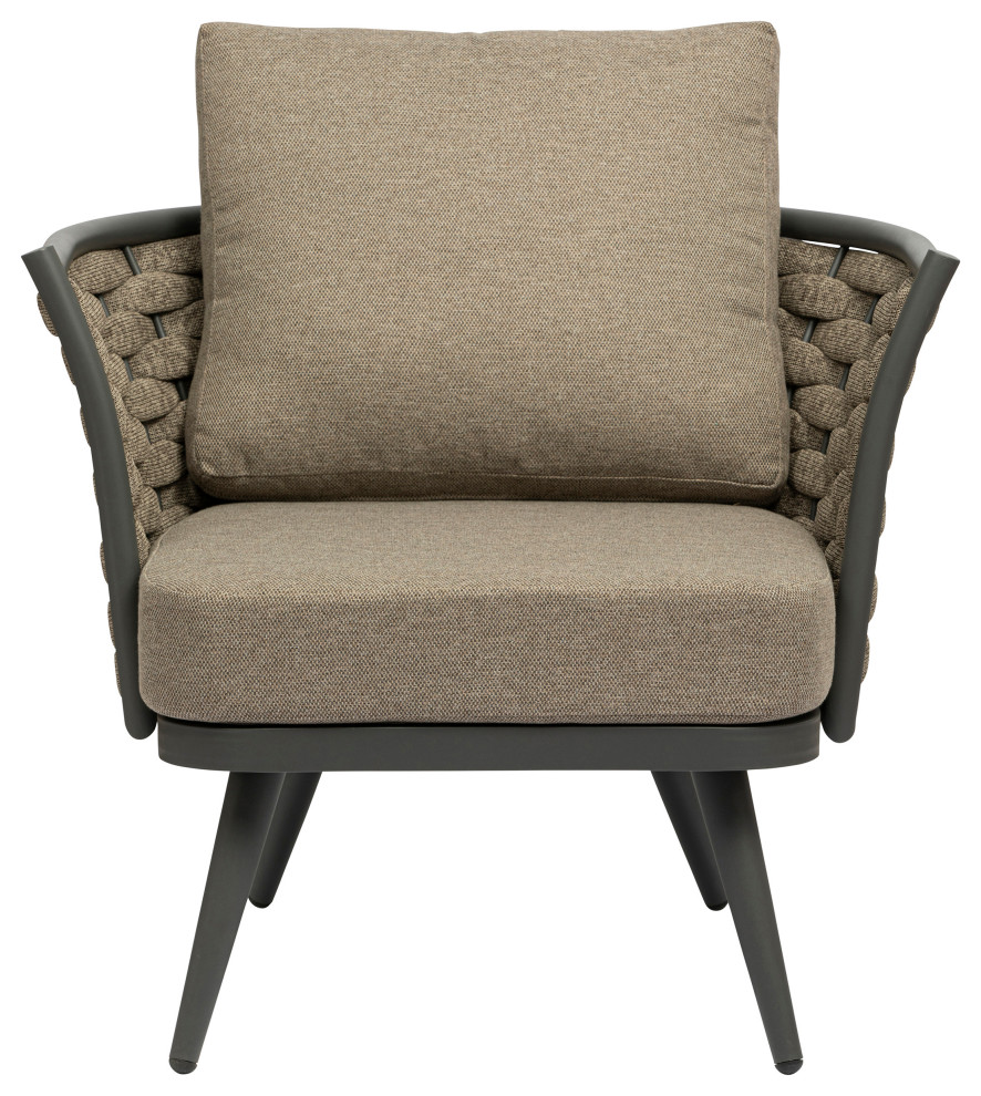 Solna Lounge Chair, Taupe Fabric With Gray Frame Midcentury