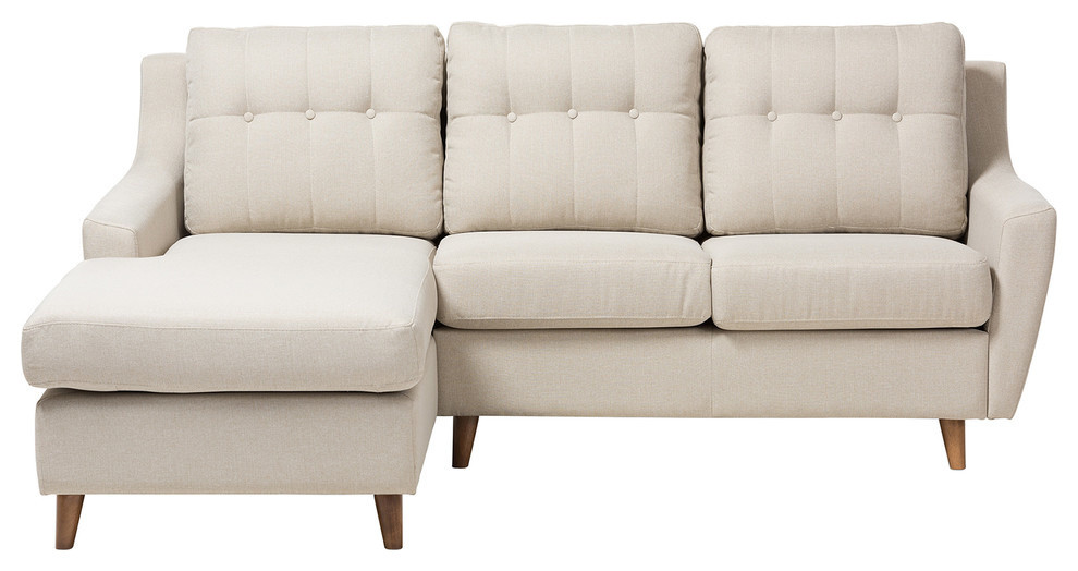 Mckenzie Light Beige Fabric On Tufted 2 Piece Sectional Sofa On Tufted 2 Piece Sectional Sofa