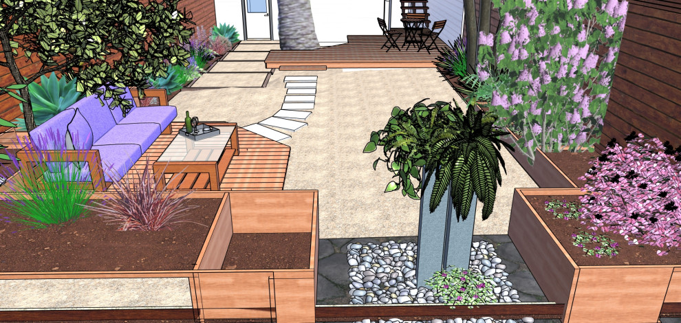Urban Backyard: Cozy Conversation Space in a Drought-Tolerant Contemporary Garde