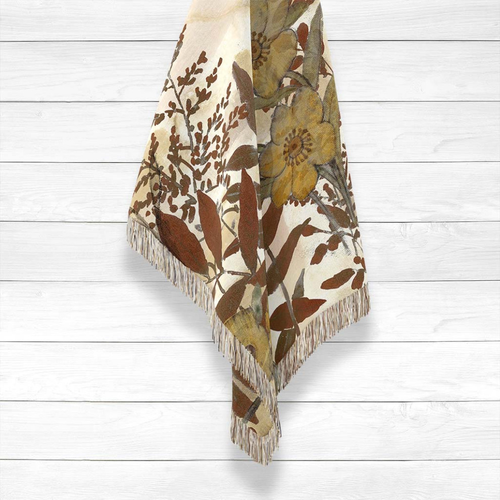 Laural Home Sienna Earthy Woven Throw with Fringe Edge, 50" X 60"
